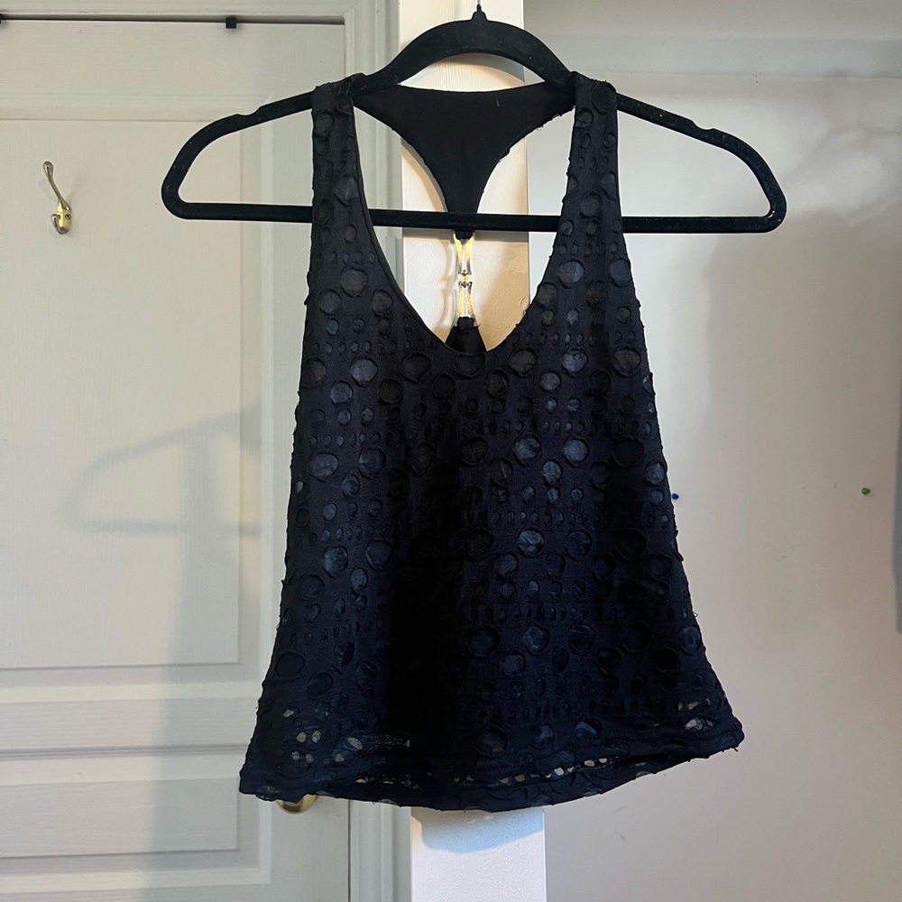 Black cami Top with holes detailing